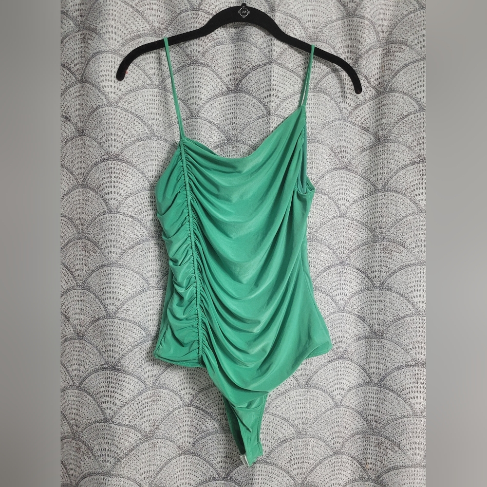 21 Saints Pretty Green Ruched Bodysuit Size XL